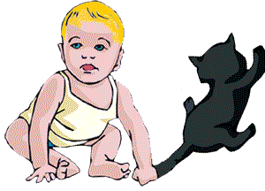 Baby zieht Katze am Schwanz und trägt dabei Kratzer davon