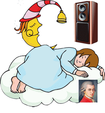 Leise Musik von Wolfgang Amadeus Mozar beruhigt und fördert den Schlaf